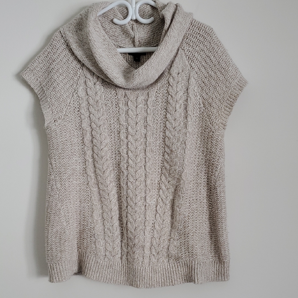 Worthington Cream Cable Knit Short-Sleeve Cowl Neck Sweater